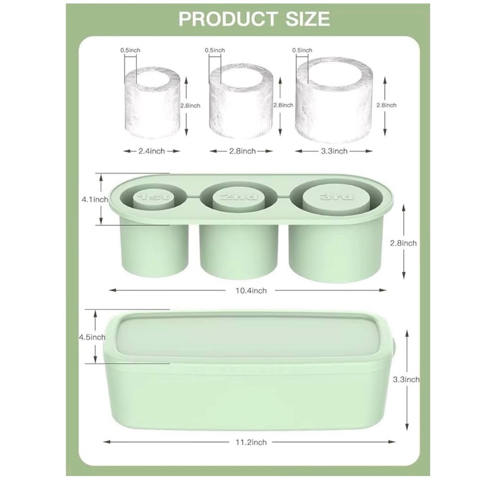 Silicone New Ice Mold Storage For Stanley Cup Travel Tumblers Light Green OS - Picture 8 of 14